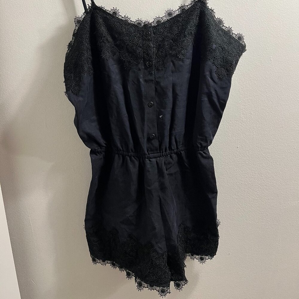 Stone Cold Fox Black Lace Trim Romper 2
